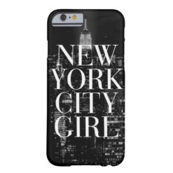New York City Girl Black White Skyline Typography Barely There iPhone 6 Case