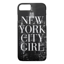 New York City Girl Black White Skyline Typography iPhone 7 Case