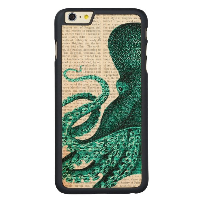 Octopus Green Half Carved Maple iPhone 6 Plus Slim Case