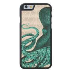 Octopus Green Half Carved Maple iPhone 6 Slim Case