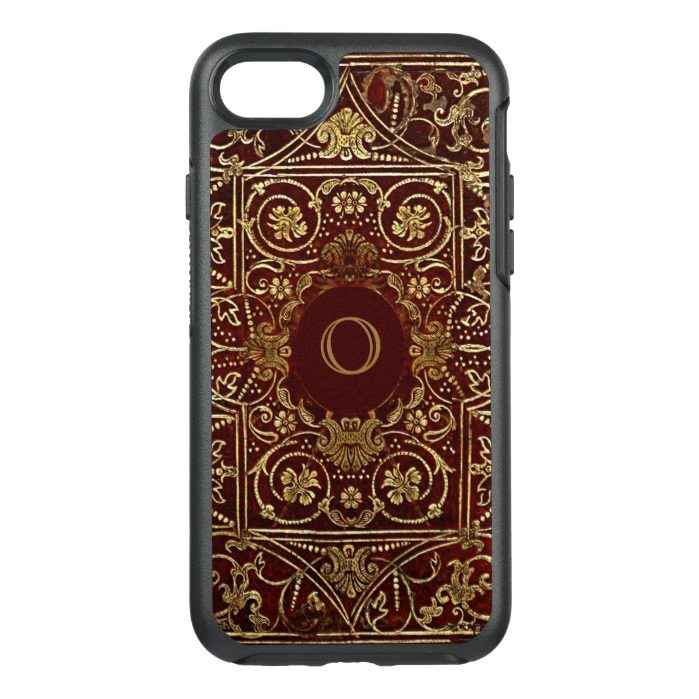 Old Leather Gilded Book Cover Monogram OtterBox Symmetry iPhone 7 Case