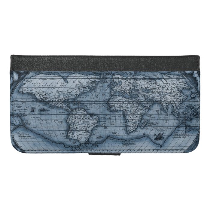 Old World Map In Blue iPhone 6/6s Plus Wallet Case