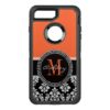 Orange Black Damask Pattern Monogram OtterBox Defender iPhone 7 Plus Case