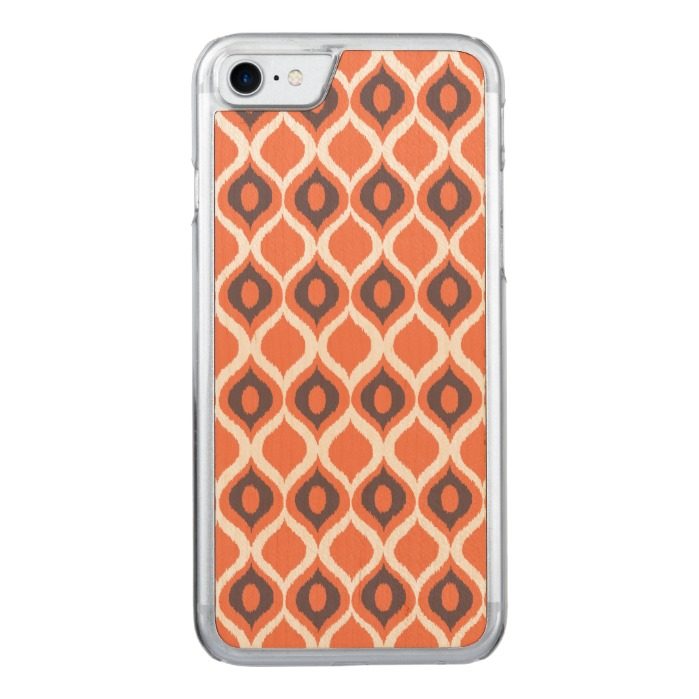 Orange Retro Geometric Ikat Tribal Print Pattern Carved iPhone 7 Case