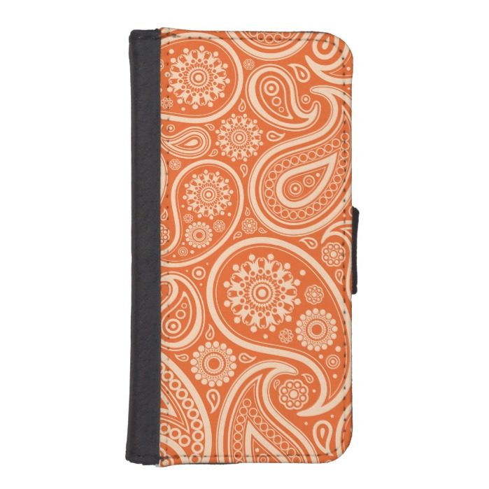 Orange Retro Paisley Pattern iPhone SE/5/5s Wallet