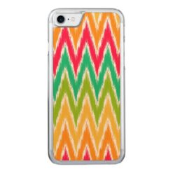 Orange Teal Ikat Chevron Zig Zag Stripes Pattern Carved iPhone 7 Case
