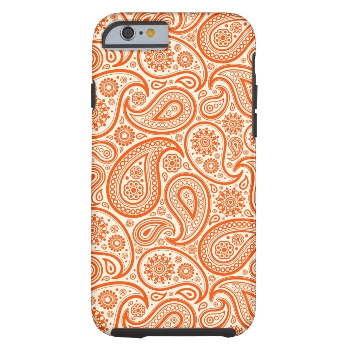 Orange & White Retro Paisley Pattern Tough iPhone 6 Case
