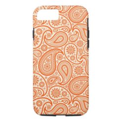 Orange & White Retro Paisley Pattern iPhone 7 Case