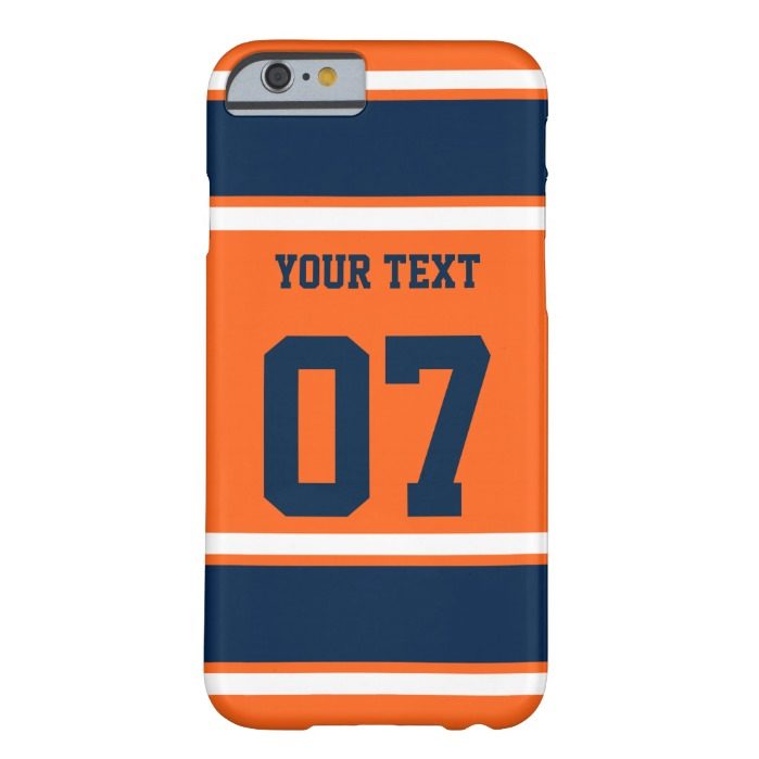 Orange and Dark Blue Sports Stripes Customizable Barely There iPhone 6 Case