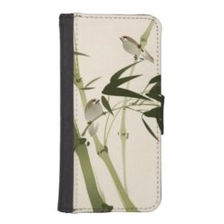 Oriental style painting bamboo branches wallet phone case for iPhone SE/5/5s