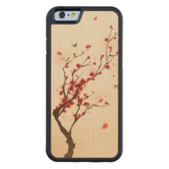 Oriental style painting plum blossom in spring 2 Carved maple iPhone 6 bumper