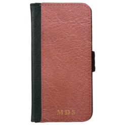 Oxblood Faux Leather with custom initials Wallet Phone Case For iPhone 6/6s