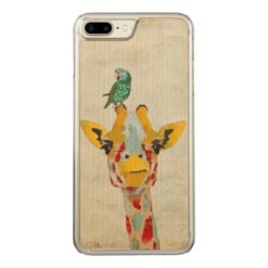 PEEKING GIRAFFE & PARROT Carved iPhone Carved iPhone 7 Plus Case