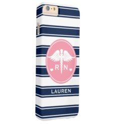 PINK AND NAVY STRIPE CADUCEUS NURSE RN BARELY THERE iPhone 6 PLUS CASE