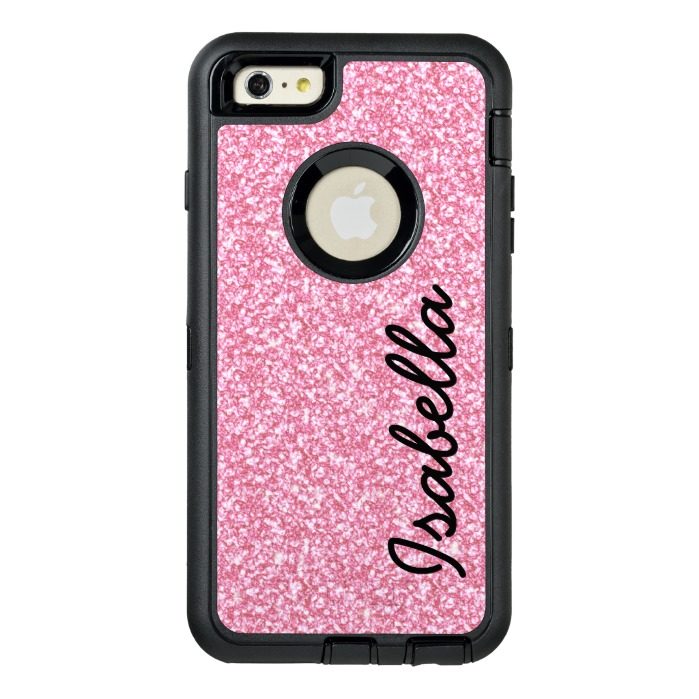 PINK GLITTER PRINTED PERSONALIZED OtterBox DEFENDER iPhone CASE