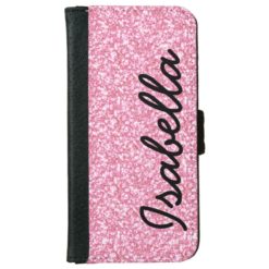 PINK GLITTER PRINTED PERSONALIZED iPhone 6/6S WALLET CASE