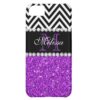 PURPLE GLITTER BLACK CHEVRON MONOGRAMMED iPhone 5C COVER