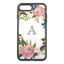 Painted Floral Blooms Monogram White Otter OtterBox Symmetry iPhone 7 Plus Case
