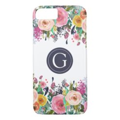 Painted Floral Monogram iPhone 7 Case