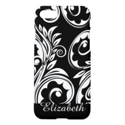 Paisley floral pattern swirl black white iPhone 7 case