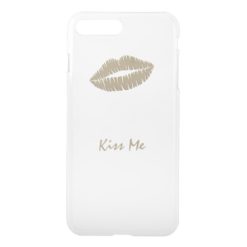 Pale Gold Kiss Personalized Clear iPhone 7 Plus Case