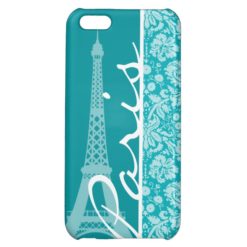 Paris; Blue-Green Damask Pattern iPhone 5C Cover