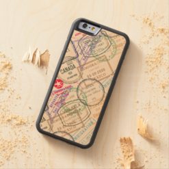 Passport Stamps Travel Carved Maple iPhone 6 Bumper Case