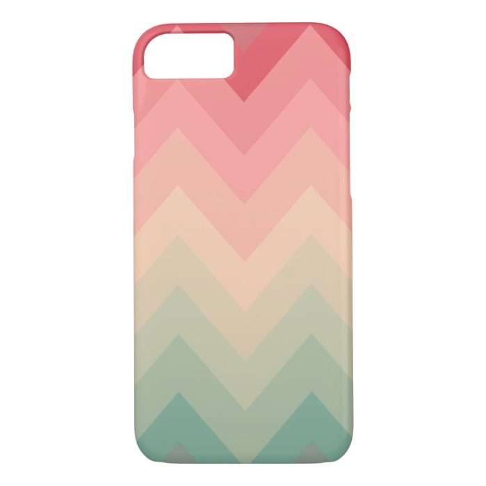 Pastel Red Pink Turquoise Ombre Chevron Pattern iPhone 7 Case