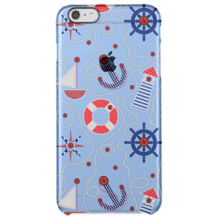 Patchwork Nautical Design Clear iPhone 6 Plus Case