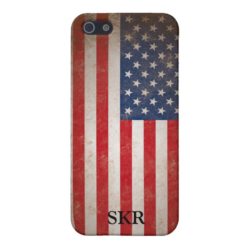 Patriotic Vintage American Flag Monogrammed iPhone SE/5/5s Case