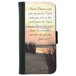 Peace I leave with you Bible Verse Ocean Sunset Wallet Phone Case For iPhone 6/6s