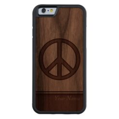 Peace Sign Personalized Carved Walnut iPhone 6 Bumper Case
