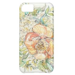 Peach Peony Watercolor iPhone Case