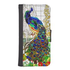 Peacock Feather Stained Glass Window Art Wallet Phone Case For iPhone SE/5/5s