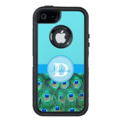 Peacock and Blue Monogrammed Otterbox Case