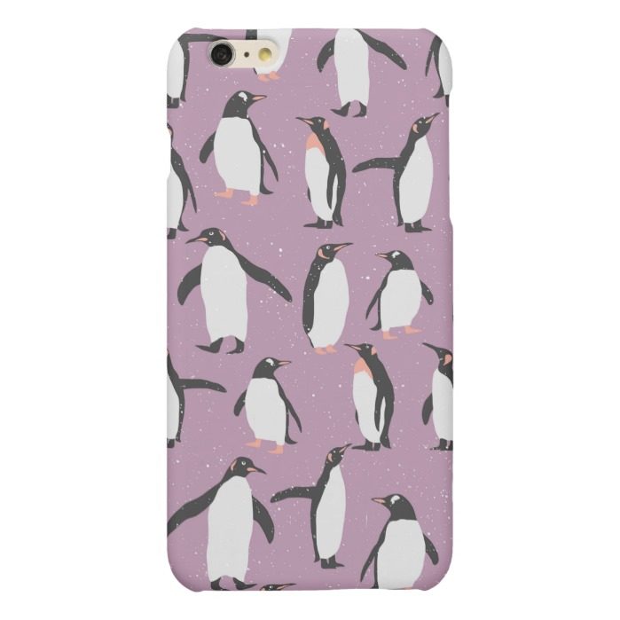 Penguins in the Snow on Purple Background Matte iPhone 6 Plus Case