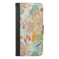 Peony Flower Pattern iPhone 6 Plus Wallet Case