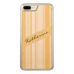 Personalize: Old Gold and White Vertical Stripes Carved iPhone 7 Plus Case
