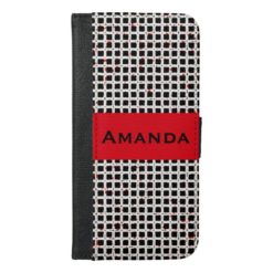 Personalized Black White Red Classy Elegant Design iPhone 6/6s Plus Wallet Case