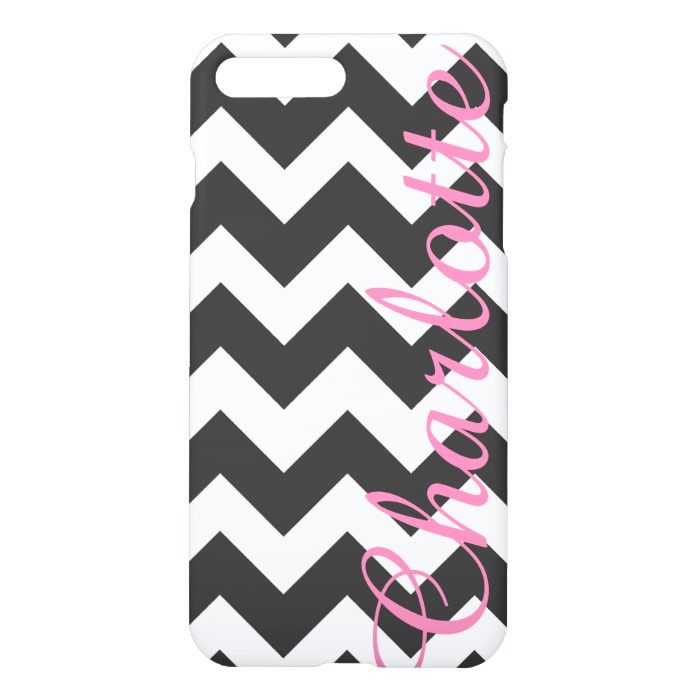 Personalized Black and White Chevron Pattern iPhone 7 Plus Case