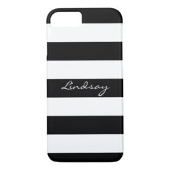 Personalized Black and White Striped Phone Case