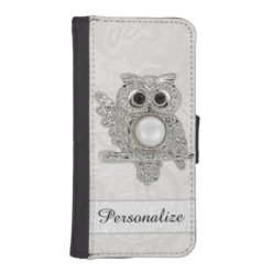 Personalized Diamonds Owl & Paisley Lace Image iPhone SE/5/5s Wallet Case