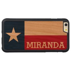 Personalized Flag of Texas Carved Cherry iPhone 6 Plus Bumper