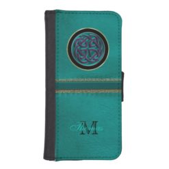 Personalized Leather Celtic Knot Wallet Phone Case