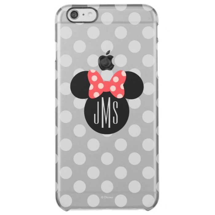 Personalized Minnie Polka Dot Head Silhouette Clear iPhone 6 Plus Case