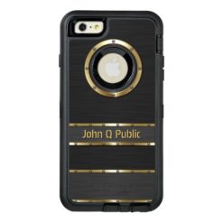 Personalized Modern Gold and Black OtterBox Defender iPhone Case