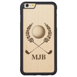 Personalized Monogram Golf Crest Carved Maple iPhone 6 Plus Bumper