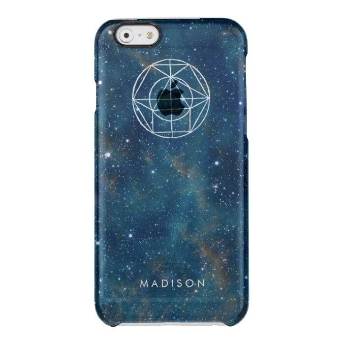 Personalized Nebula Galaxy Stars Blue and Green Clear iPhone 6/6S Case
