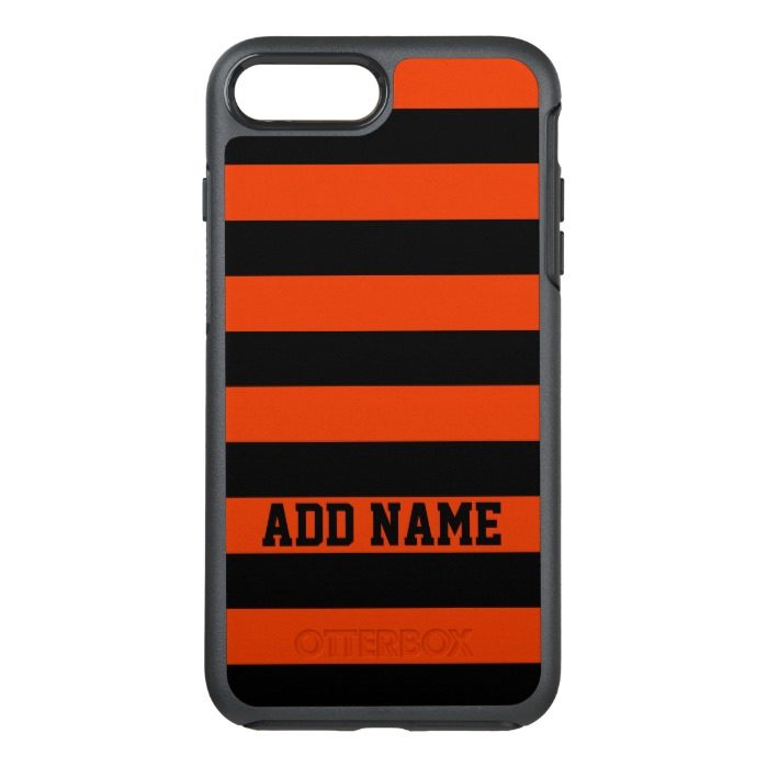 Personalized Orange Black Stripe OtterBox Symmetry iPhone 7 Plus Case