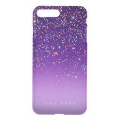 Personalized Purple Ombre Silver Golden Glitter iPhone 7 Plus Case